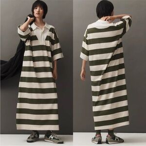 Daily Practice by Anthropologie Rugby Oversized Striped Polo Maxi Dress size XS